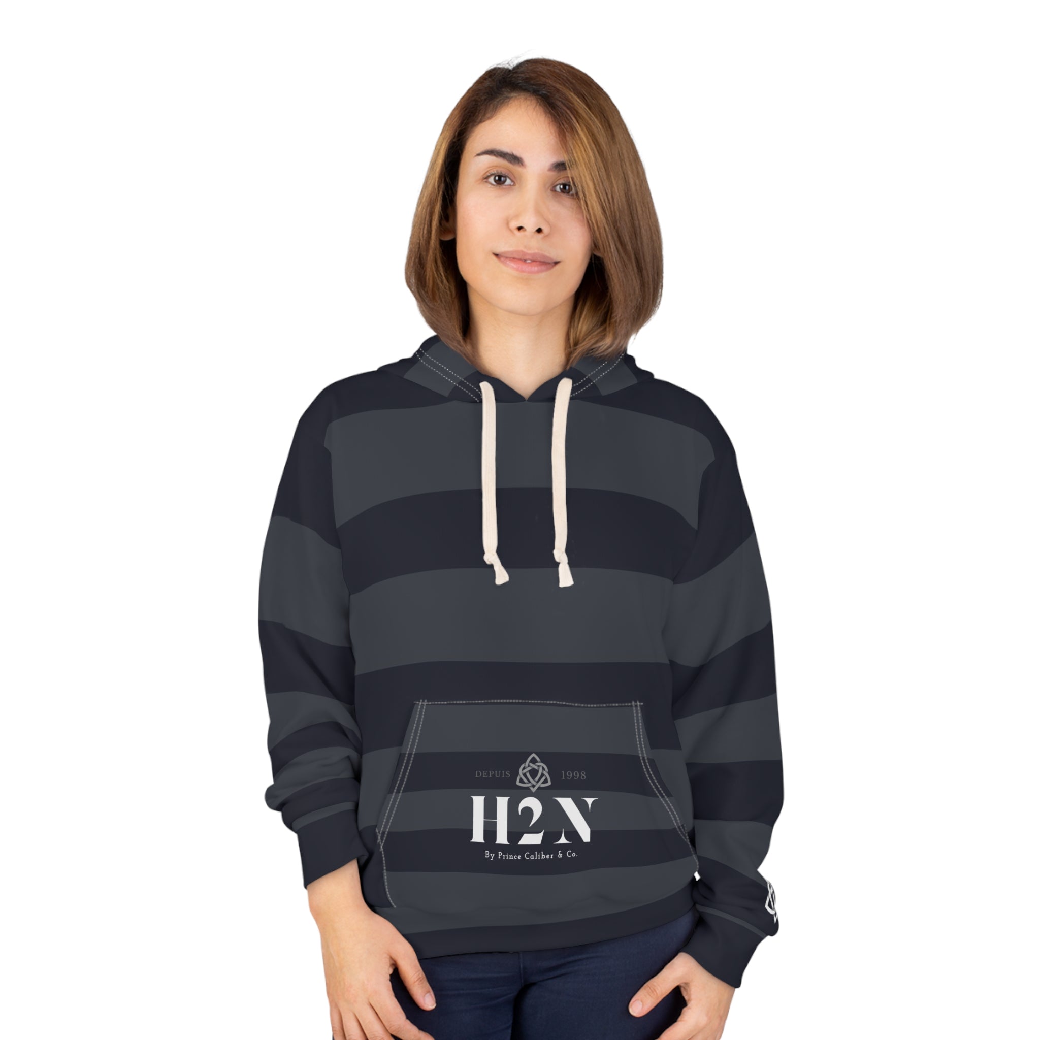 Men's Grey and black striped Pullover Hoodie