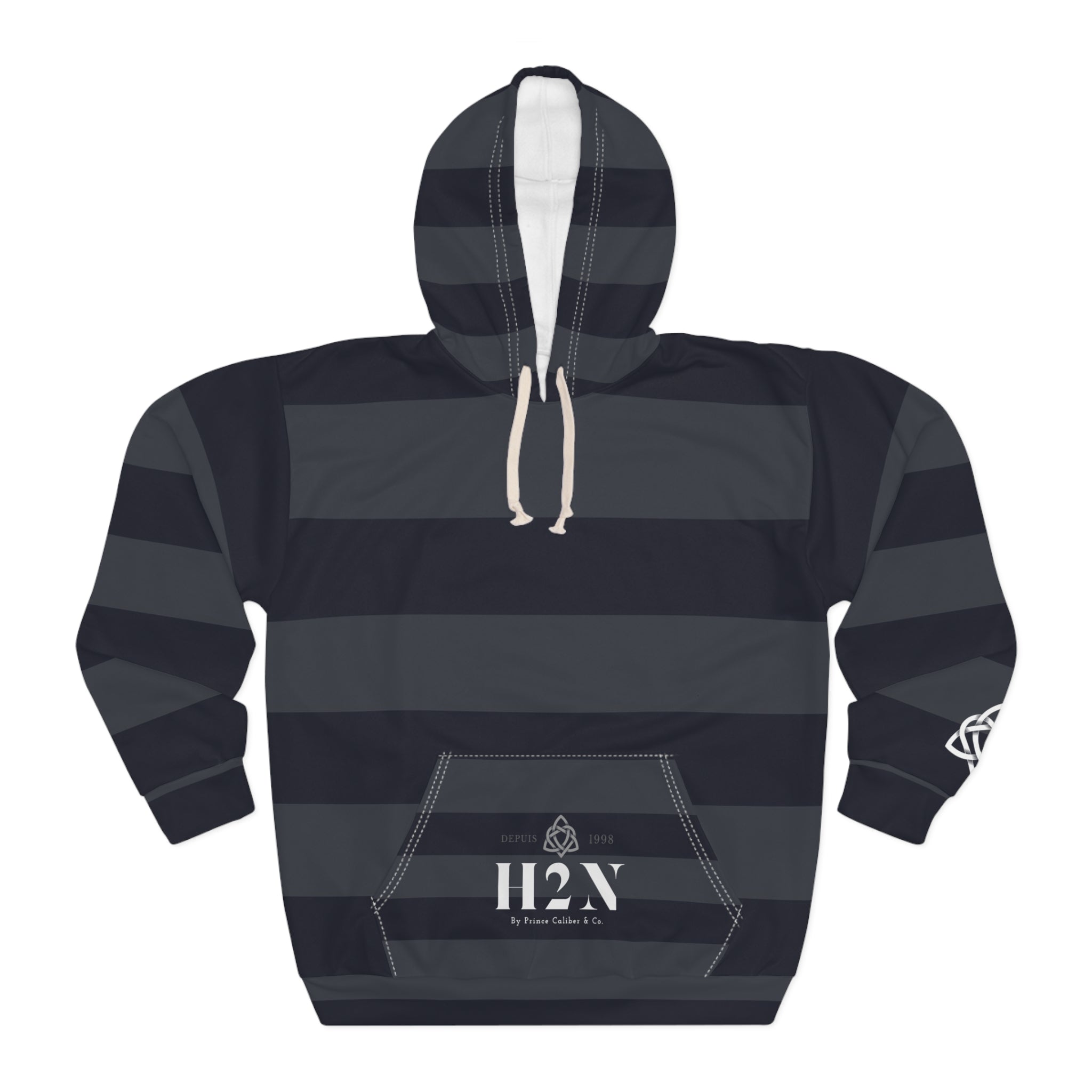 Men's Grey and black striped Pullover Hoodie