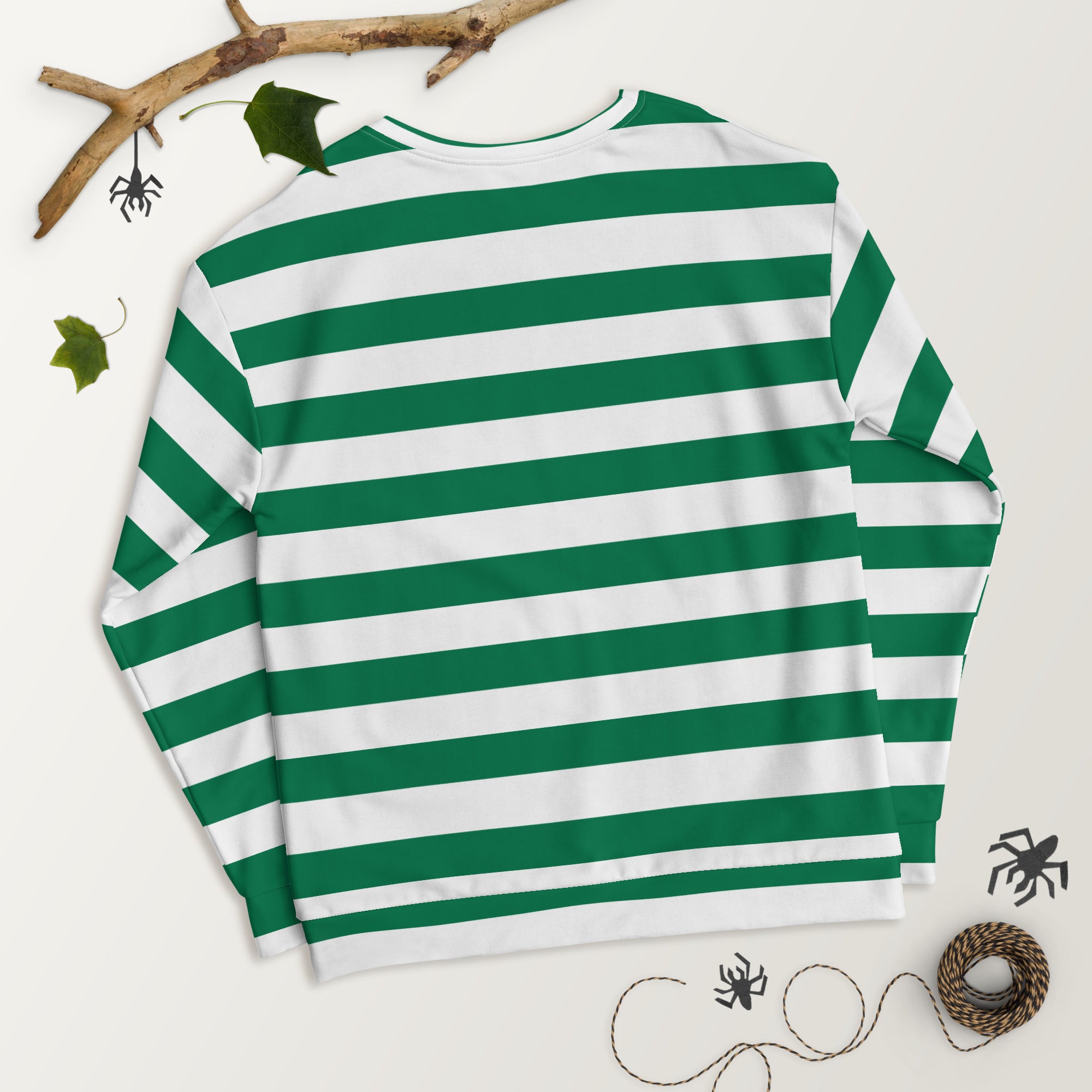 Green White Striped Sweatshirt