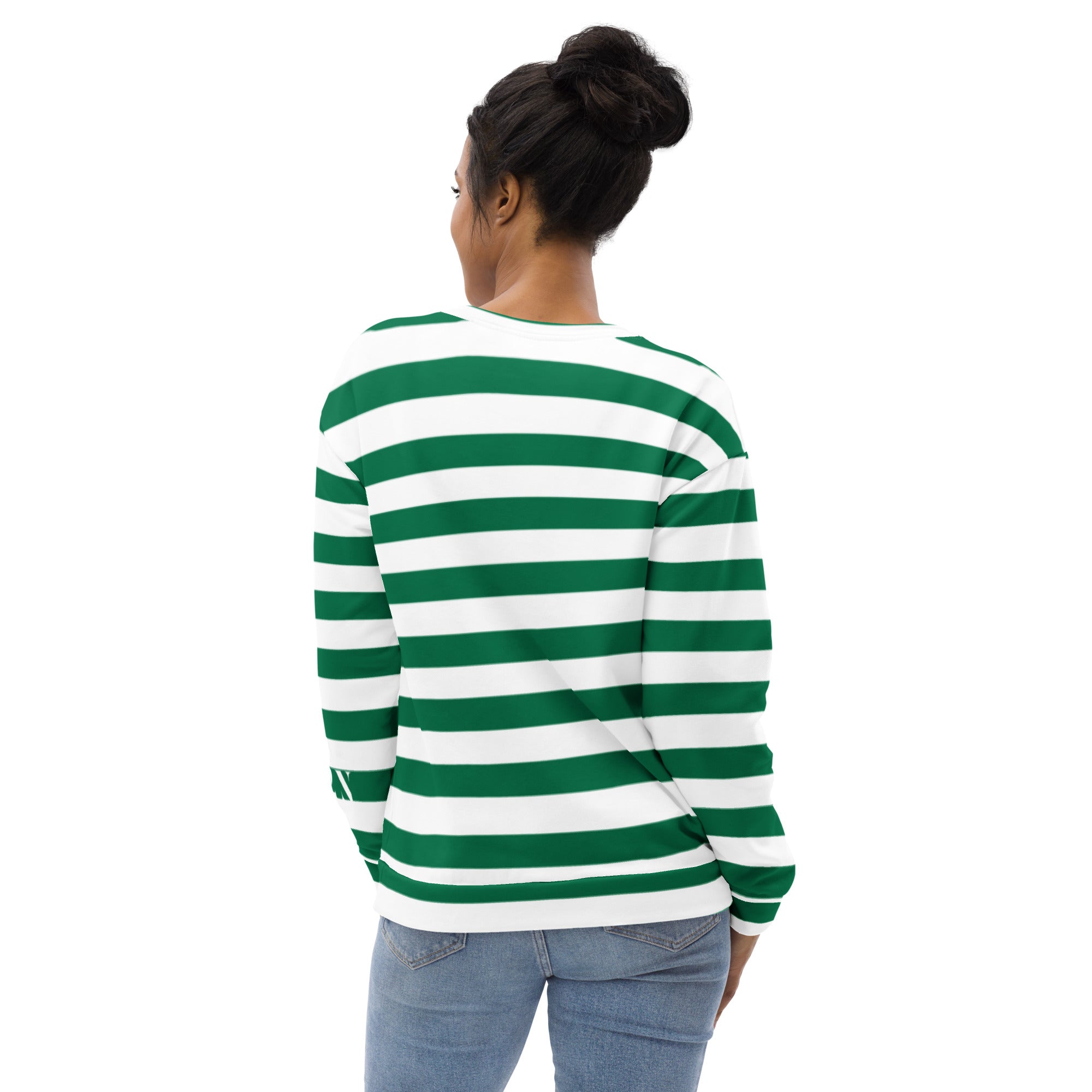 Green White Striped Sweatshirt
