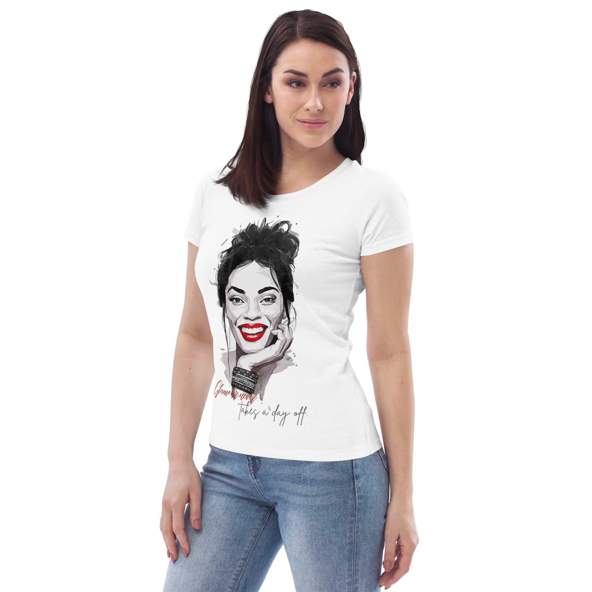 Glamour never takes a day off eco tee