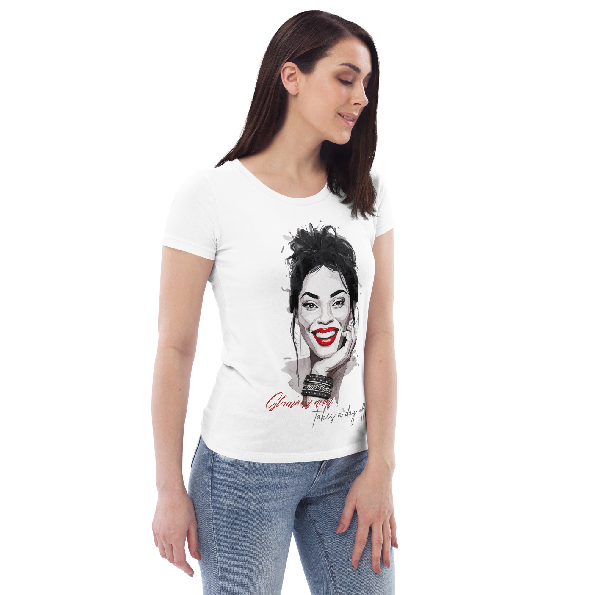 Glamour never takes a day off eco tee